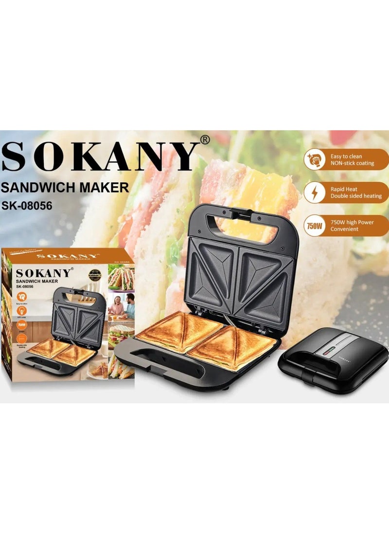 sokany Sandwich Maker Samosa Sokany 750W SK-08056 Electric Sandwich Toaster-Toaster with Non-Stick Plates, Makes Omelettes and Grilled Cheese, Easy to Store, Black Electric Sandwich Maker Triangle Panini Plate Kitchen Cooking Pancake Machine Breakfast Non-Stick Iron Skillet 