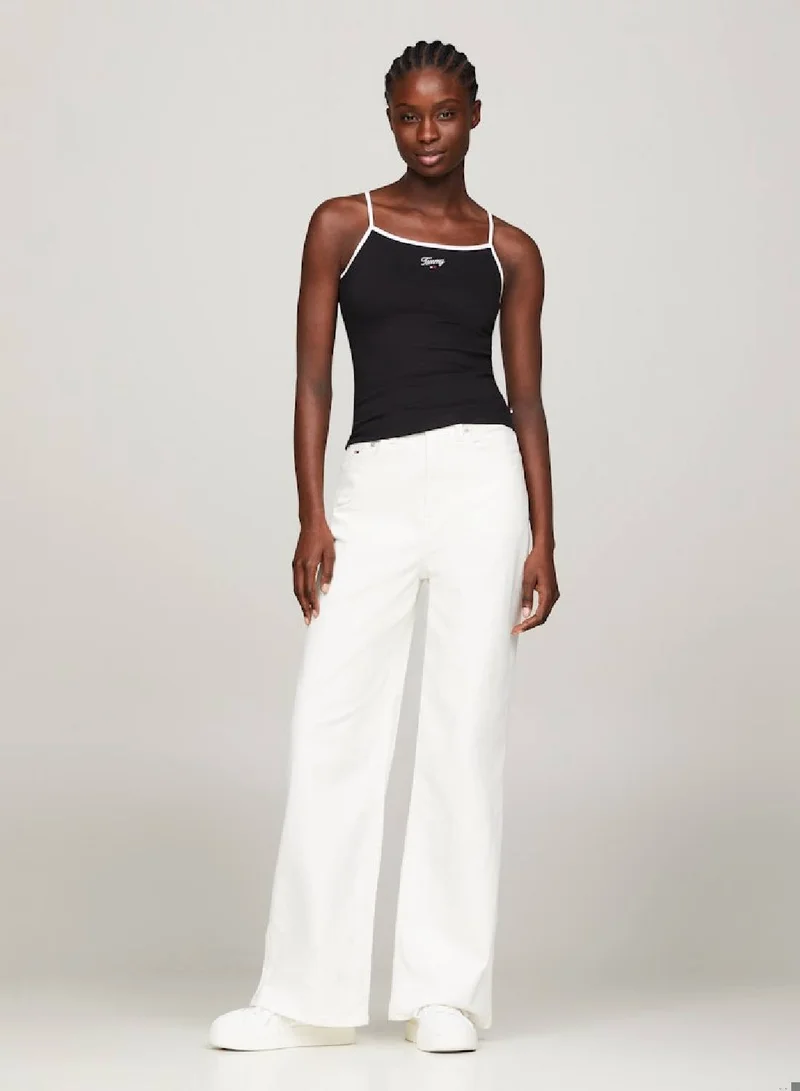 TOMMY JEANS Women's Slim Fit Script Logo Tank Top -  Stretch EcoVero™ viscose blend, Black