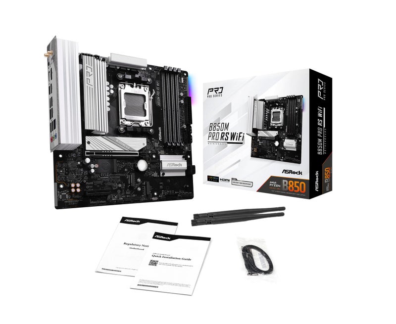 ASRock AMD B850M Pro RS WiFi 6E Socket AM5 Ryzen 9000, 8000 and 7000 Series DDR5 B850 up to 8000+ (OC) MHz 256GB Micro ATX Motherboard M.2 SATA3 6.0 Gb/s PCIe 5.0 Realtek 2.5G LAN BIOS Flashback - Image 5