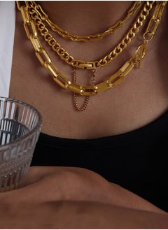 Al Aoyama gold colour Fashion Thick and Thin Chain Multi-layer Necklace for Women Men Punk Figure Circular Pendant Necklace Vintage Jewelry  - Image 1