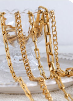 Al Aoyama gold colour Fashion Thick and Thin Chain Multi-layer Necklace for Women Men Punk Figure Circular Pendant Necklace Vintage Jewelry  - Image 4