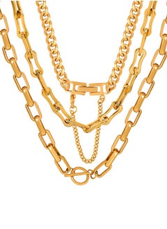 Al Aoyama gold colour Fashion Thick and Thin Chain Multi-layer Necklace for Women Men Punk Figure Circular Pendant Necklace Vintage Jewelry  - Image 5