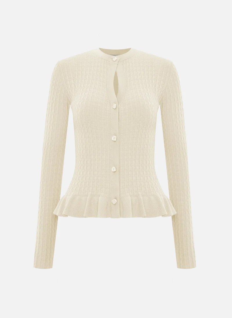 ليتشي كارديجان محبوك ملائم مع كشكشة