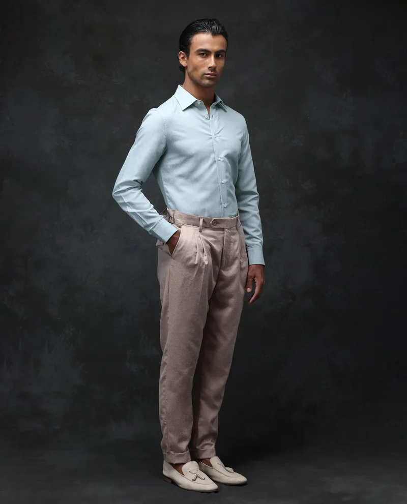 Rare Rabbit Men's Linen Blend Pleated Trouser