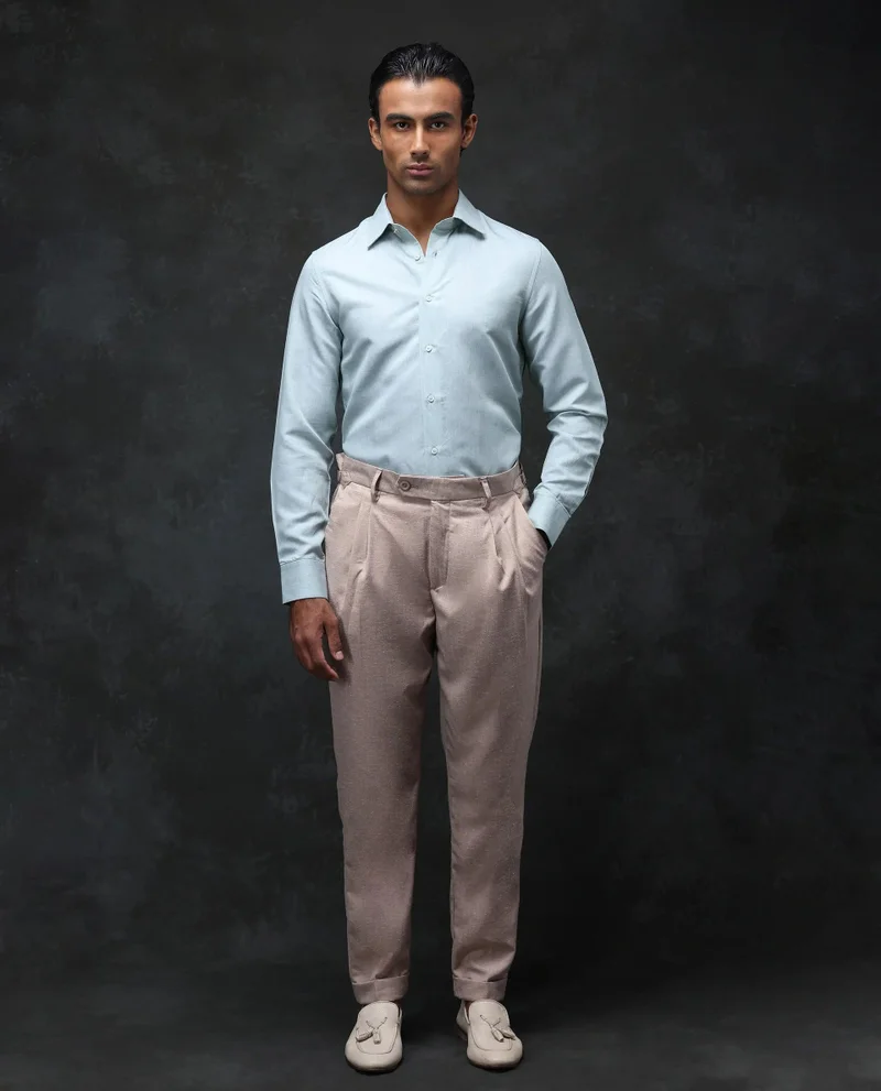 Rare Rabbit Men's Linen Blend Pleated Trouser