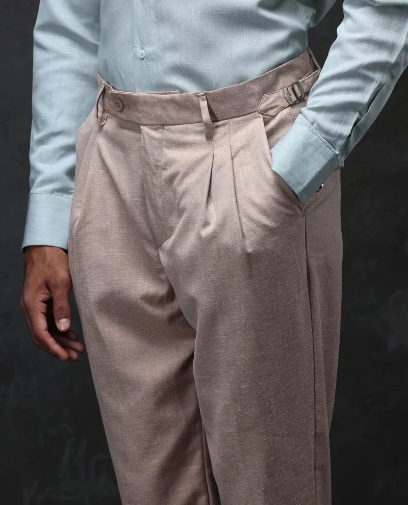 Rare Rabbit Men's Linen Blend Pleated Trouser
