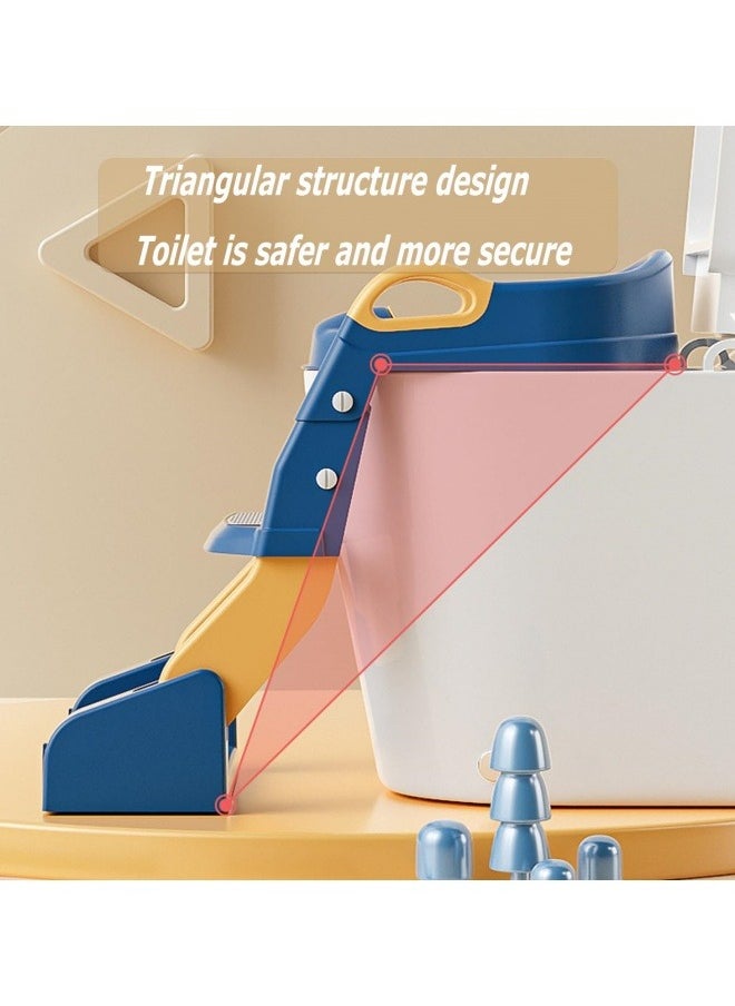 GGEROU Folding Toilet Potty Training Seat With Step Stool Ladder, Folding Auxiliary Toilet Seat, Toilet Trainer, Toilet Seat Toilet Trainer, Comfortable And Safe Potty Seat With Non-Slip Mat Ladder Pink  - Image 3