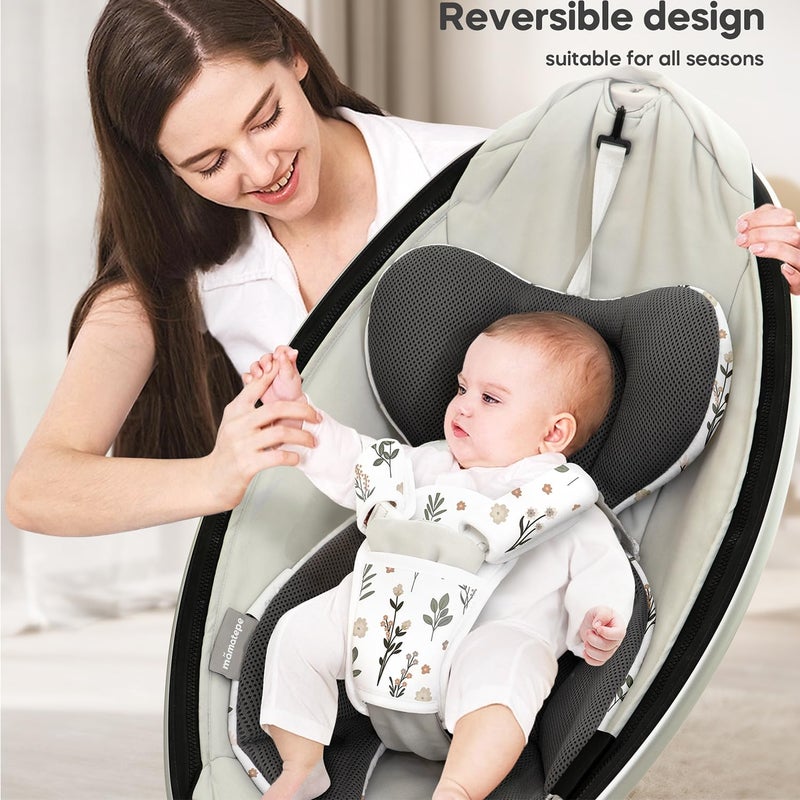 mamatepe إدخال للأطفال متوافق مع أرجوحة 4moms RockaRoo و MamaRoo متعددة الحركة للمواليد الجدد، قماش شبكي ناعم وبارد، تصميم قابل للعكس، إدخال للمواليد الجدد مع دعم للرأس والجسم، قابل للغسل في الغسالة - Image 3