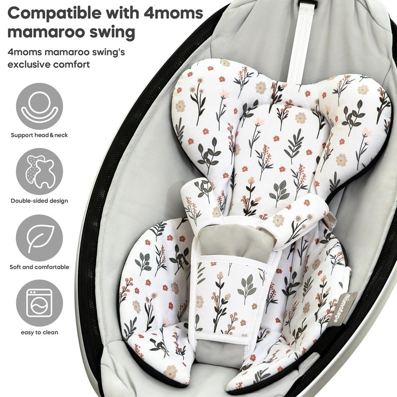mamatepe إدخال للأطفال متوافق مع أرجوحة 4moms RockaRoo و MamaRoo متعددة الحركة للمواليد الجدد، قماش شبكي ناعم وبارد، تصميم قابل للعكس، إدخال للمواليد الجدد مع دعم للرأس والجسم، قابل للغسل في الغسالة - Image 2