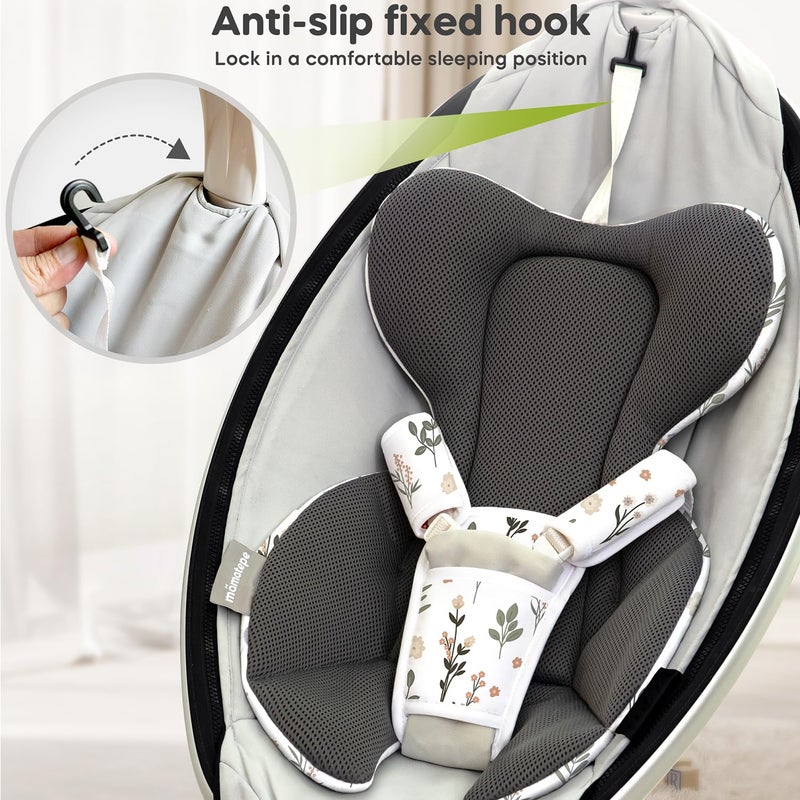 mamatepe إدخال للأطفال متوافق مع أرجوحة 4moms RockaRoo و MamaRoo متعددة الحركة للمواليد الجدد، قماش شبكي ناعم وبارد، تصميم قابل للعكس، إدخال للمواليد الجدد مع دعم للرأس والجسم، قابل للغسل في الغسالة - Image 5