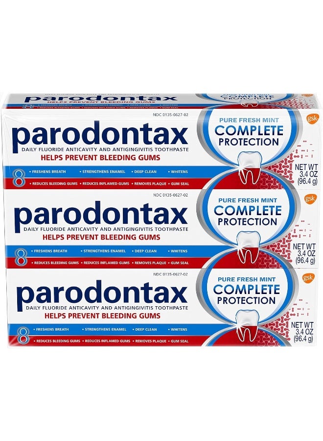 Parodontax Complete Protection Toothpaste, Pure Fresh Mint - 3.4 oz x 3 - Image 1