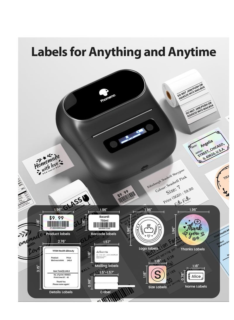 Phomemo M220 Label Maker, 3 Inch Label Printer - Sticker, Barcode for Clothing, Mailing, Small Business, Compatible with Phone, PC, Bluetooth Thermal Printer, Support Many Language - Image 2