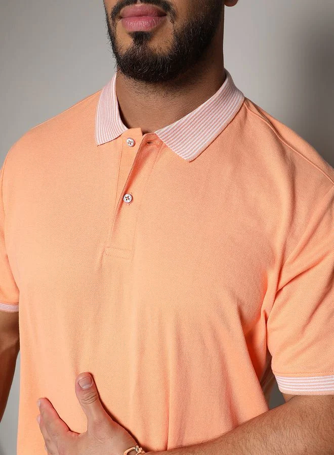 Instafab Plus Plus Contrast Collar Detail Regular Fit Polo by Styli