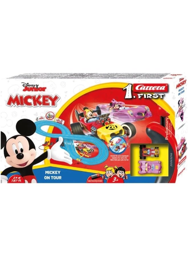 Carrera FIRST Mickey On Tour Slot Car Racing Set (2.4m) I Battery-Operated I 1:43 Scale I For Ages 3+ - Image 1