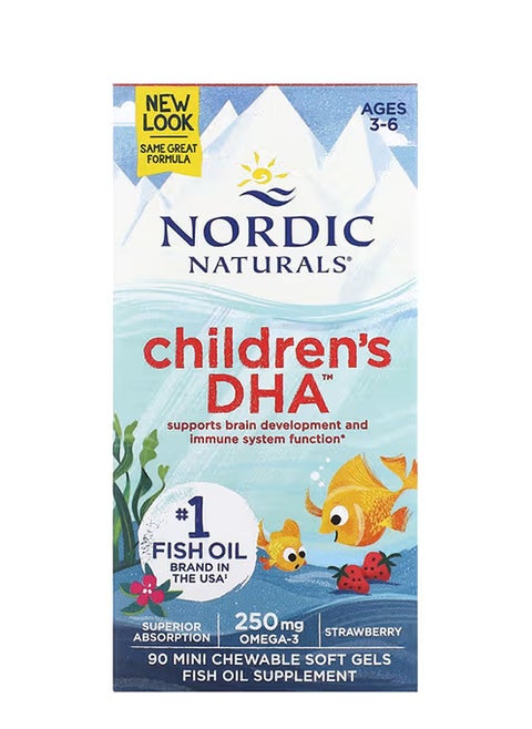 Children's DHA Ages 3-6 Strawberry 90 Mini Chewable Soft Gels
