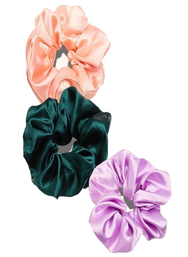 IGNOTO Satin Scrunchies for Hair, Soft Silk Elastic Hair Band Set Hair Ties Ponytail Holders for Women and Girls || Color:- Assorted (Pack of 3) d - Image 1