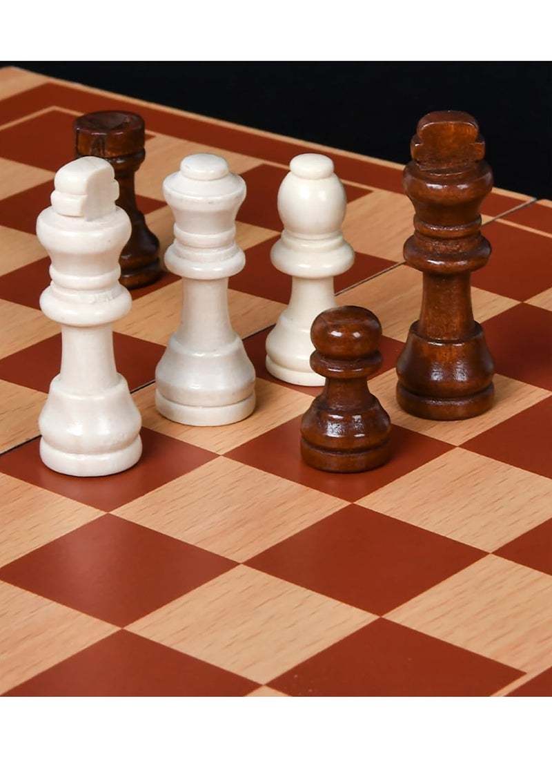 Rubik Wooden Chess Board Game Set, Folding Travel Design Traditional Game, Educational Toy for Kids/Children/Adults Gift 29x26.5cm (Beige/Brown)  - Image 3