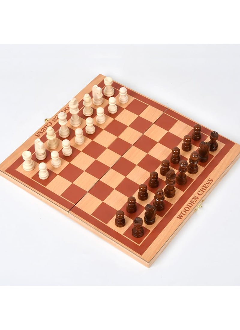 Rubik Wooden Chess Board Game Set, Folding Travel Design Traditional Game, Educational Toy for Kids/Children/Adults Gift 29x26.5cm (Beige/Brown)  - Image 2