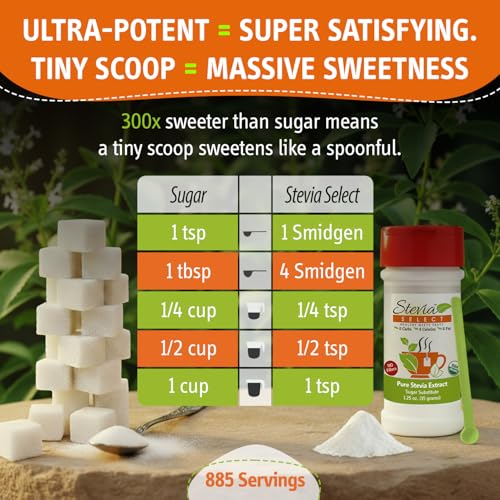 Stevia Select Organic Stevia Powder 1.25oz - Sugar Free Plant Based Pure Stevia Sweetener Stevia Extract Keto Sugar Substitute No Additives Zero Calorie - Image 4
