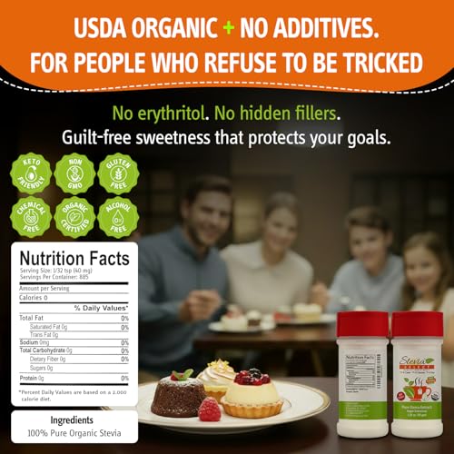 Stevia Select Organic Stevia Powder 1.25oz - Sugar Free Plant Based Pure Stevia Sweetener Stevia Extract Keto Sugar Substitute No Additives Zero Calorie - Image 2