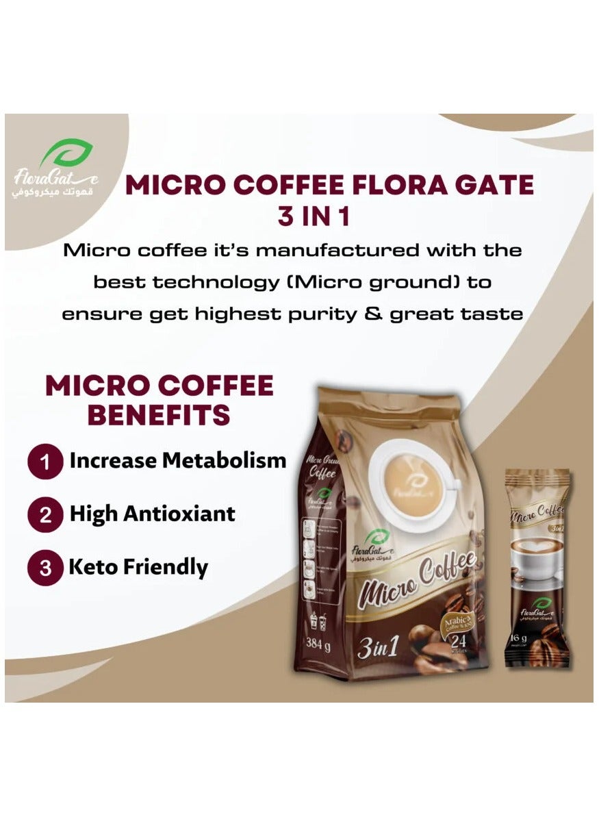 Floragate 3in1 Micro Coffee Sticks 384g 24Pcs