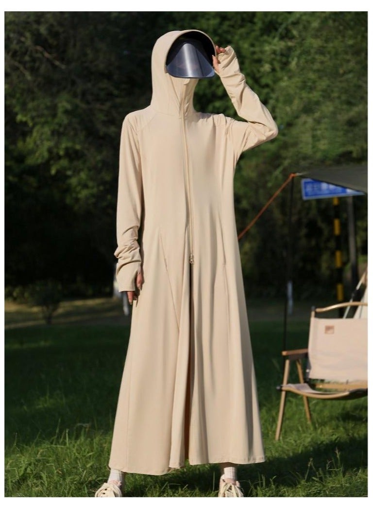 Fashionable And Minimalist Women's Sun Protection Clothing, UPF 50+ Long Sleeved Sun Protection Hooded Dress - Image 1