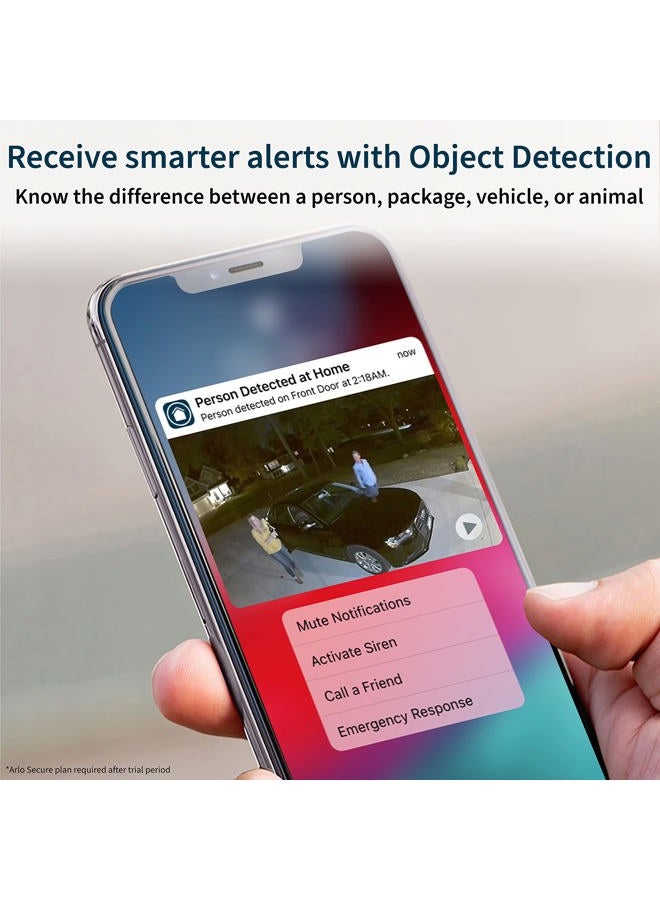 ARLO Essential Spotlight Camera - 2 Count (Pack of 1) Wireless Security, 1080p Video, Color Night Vision, Way Audio, Wire-Free, Direct to WiFi No Hub Needed, Compatible with Alexa, White, VMC2230 - Image 4