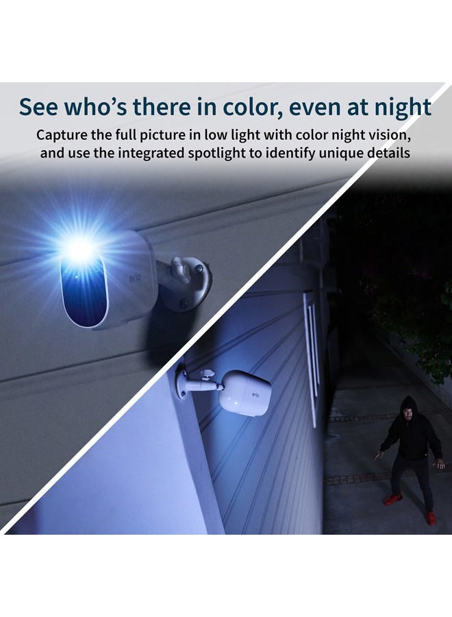 ARLO Essential Spotlight Camera - 2 Count (Pack of 1) Wireless Security, 1080p Video, Color Night Vision, Way Audio, Wire-Free, Direct to WiFi No Hub Needed, Compatible with Alexa, White, VMC2230 - Image 2