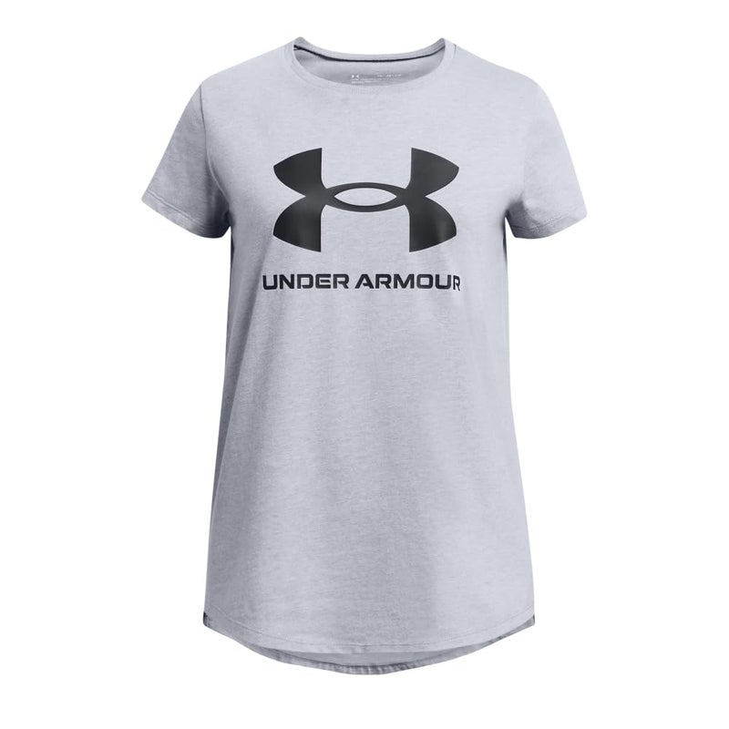 Under Armour Girls' Live Sportstyle Graphic Short-Sleeve T-Shirt, (035) Steel Light Heather / / Black, Youth Small - Image 5