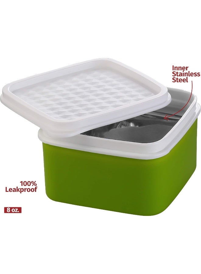 PINNACLE حاوية تخزين الطعام المعزولة للأطفال - حاويات غداء حرارية صغيرة مضادة للتسرب للأطفال - حاويات وجبات خفيفة للأطفال - حاوية طعام مربعة بغطاء محكم للسفر، أثناء التنقل، في الحضانة 3 حزمة. 8 أونصات خالية من BPA - Image 5