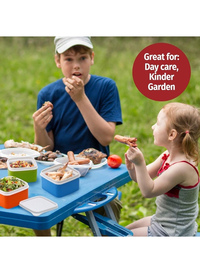 PINNACLE حاوية تخزين الطعام المعزولة للأطفال - حاويات غداء حرارية صغيرة مضادة للتسرب للأطفال - حاويات وجبات خفيفة للأطفال - حاوية طعام مربعة بغطاء محكم للسفر، أثناء التنقل، في الحضانة 3 حزمة. 8 أونصات خالية من BPA - Image 4