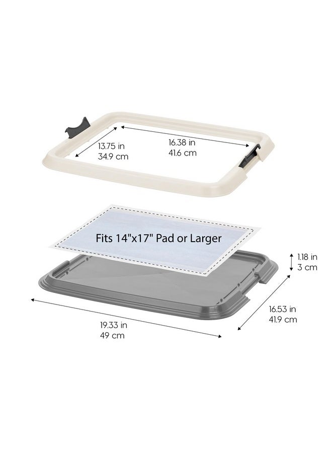IRIS IRIS USA Pee Pad Holder - Extra-Small Sized Dog & Puppy Pee Pads, Secured Latches, Non-Skid Feet, High Polish Finish for Easy Cleaning, Leak Protection, Fits 14"x17" Pad Puppy & Toy Breeds, Dark Grey  - Image 2