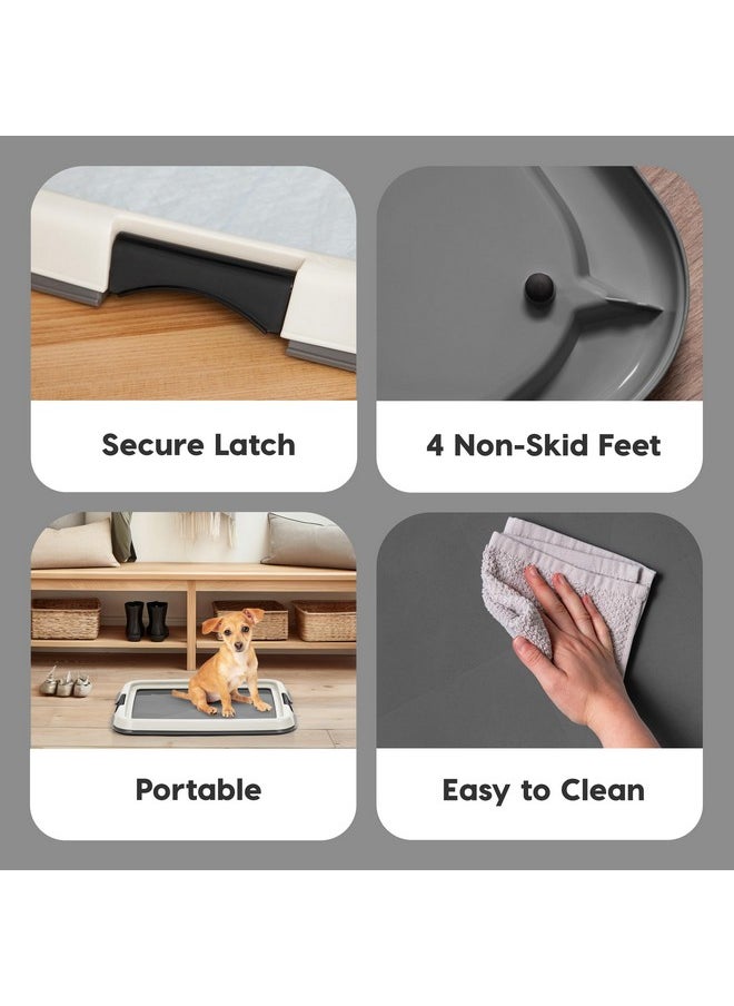 IRIS IRIS USA Pee Pad Holder - Extra-Small Sized Dog & Puppy Pee Pads, Secured Latches, Non-Skid Feet, High Polish Finish for Easy Cleaning, Leak Protection, Fits 14"x17" Pad Puppy & Toy Breeds, Dark Grey  - Image 3
