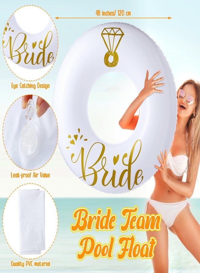 Motionchic 5 Pcs Bride Pool Float Funny Bachelorette Party Decorations Inflatable Pool Tubes for Adults 48'' Team Bridal Pool Floaties Party Favors for Bachelorette Bridal Shower Party (White, Black) - Image 3