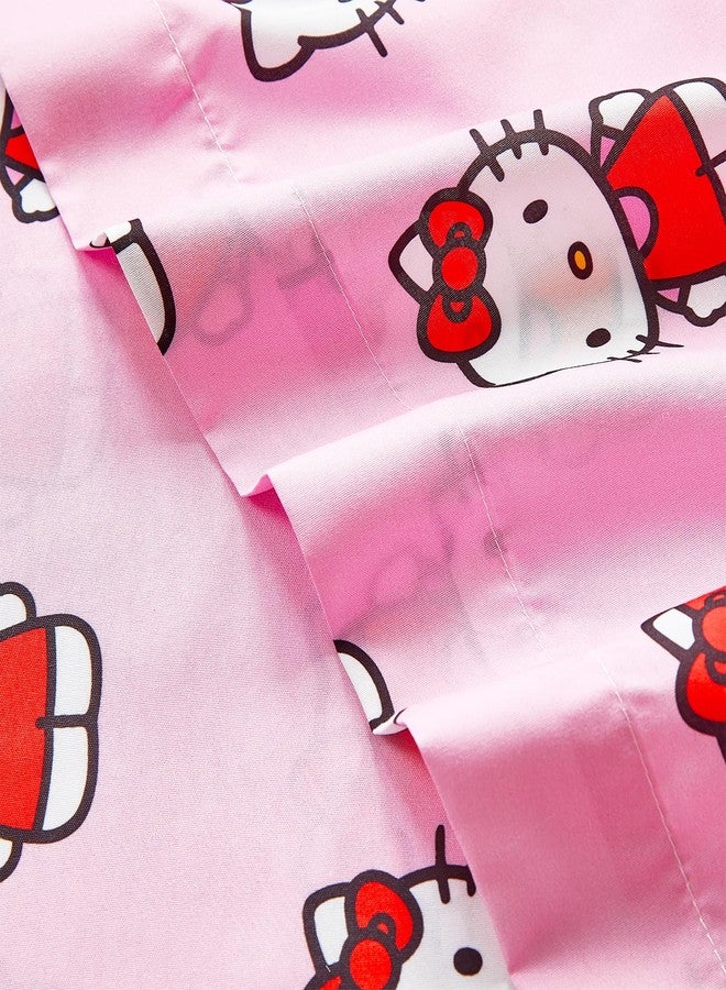 Hello Kitty Twin Bedding Set - Bundle of Hello Kitty Bedspread, Flat Sheet, Fitted Sheet, Pillowcase, Decals, More | Room Decor - Image 3