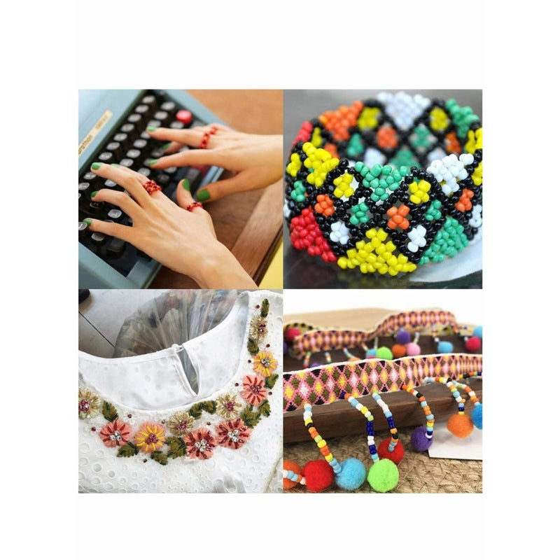 SOLARAE Seed Beads for Jewelry Making Kit, Bracelet Making Supplies - with Glass Faceted Beads, Hoop Earrings, Copper Wire, String and Charms for DIY Rings Waist Beads Earring Necklace Gift - Image 5