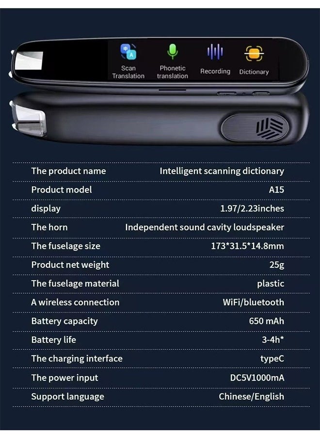 Generic - Scanning Translation Pen, OCR Digital Pen Scanner, 112 Languages Translation Device Dyslexia Reading Tool, for Meetings Learning Travelling, Book Reader, Dictionary Pen, Exam Reader Pen - Image 1