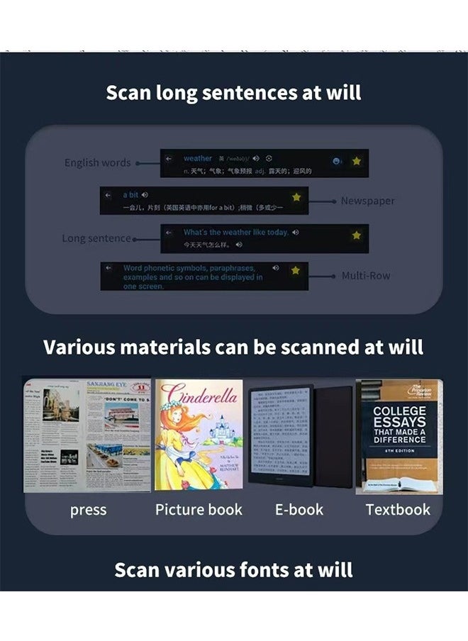Generic - Scanning Translation Pen, OCR Digital Pen Scanner, 112 Languages Translation Device Dyslexia Reading Tool, for Meetings Learning Travelling, Book Reader, Dictionary Pen, Exam Reader Pen - Image 1
