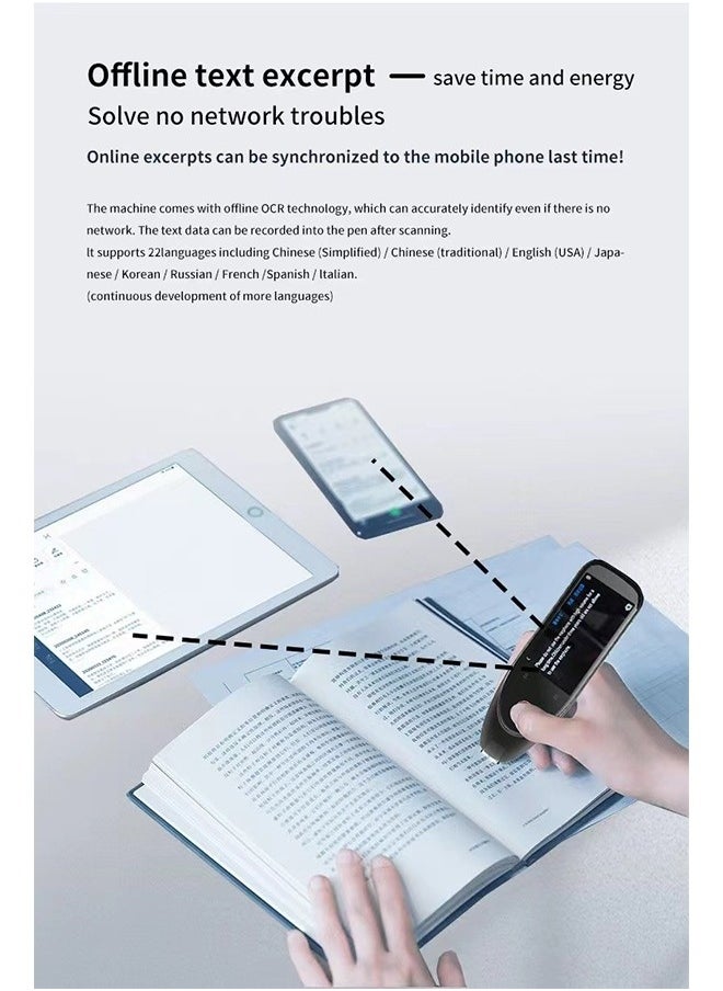 Generic - Scanning Translation Pen, OCR Digital Pen Scanner, 112 Languages Translation Device Dyslexia Reading Tool, for Meetings Learning Travelling, Book Reader, Dictionary Pen, Exam Reader Pen - Image 1