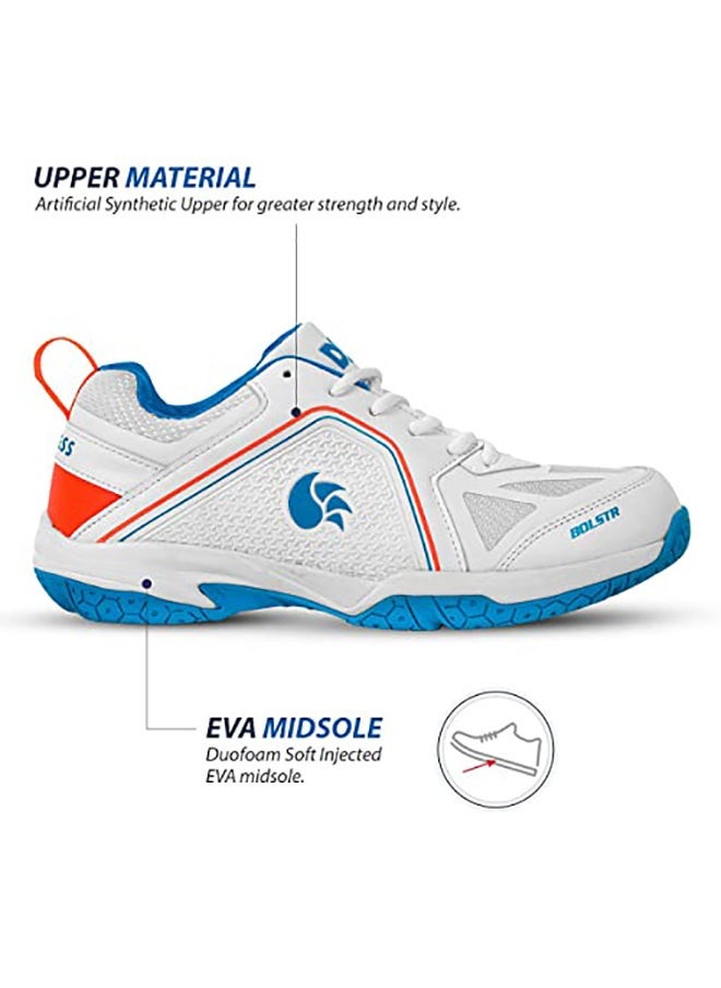 DSC Bolstr Badminton Shoes (White/Blue, 11 UK) |Non-Marking | Volleyball| Squash - Image 1