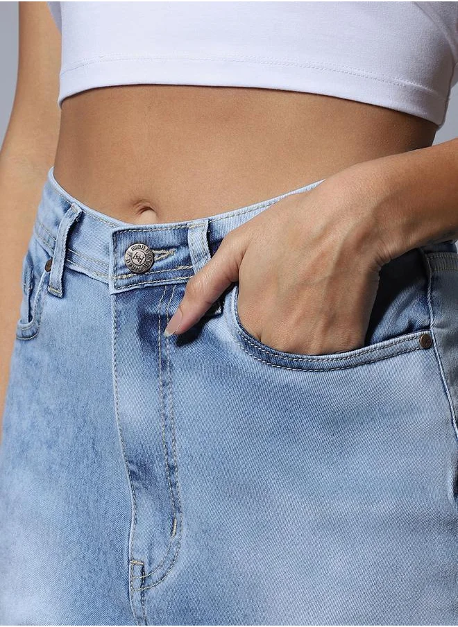 هاي ستار Mid Wash High Rise Flared Jeans by Styli