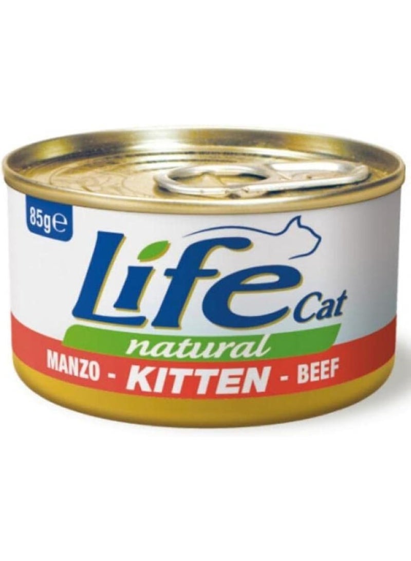 هابيبيت طعام رطب طبيعي خفيف للقطط الصغيرة مع لحم البقر، 85 غرام - تغذية كاملة ومتوازنة للقطط الصغيرة، وصفة خالية من الحبوب