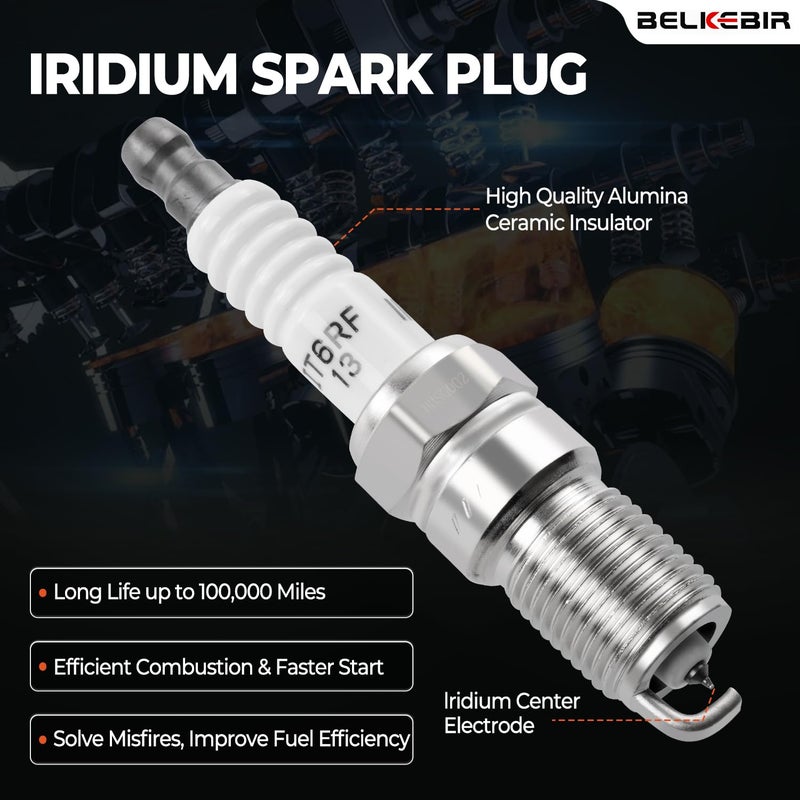 BELKEBIR Set of 4 Ignition Coil Packs & Iridium Spark Plugs Compatible with 2.0L 2.5L 2009-2020 Ford Escape Fusion C-Max Transit, Lincoln MKZ, 2009-2011 Mazda Tribute, Mercury Mariner Milan Replace FD505 UF621 - Image 5