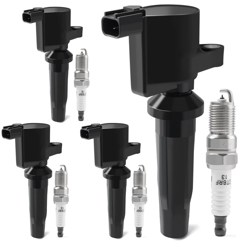 BELKEBIR Set of 4 Ignition Coil Packs & Iridium Spark Plugs Compatible with 2.0L 2.5L 2009-2020 Ford Escape Fusion C-Max Transit, Lincoln MKZ, 2009-2011 Mazda Tribute, Mercury Mariner Milan Replace FD505 UF621 - Image 1