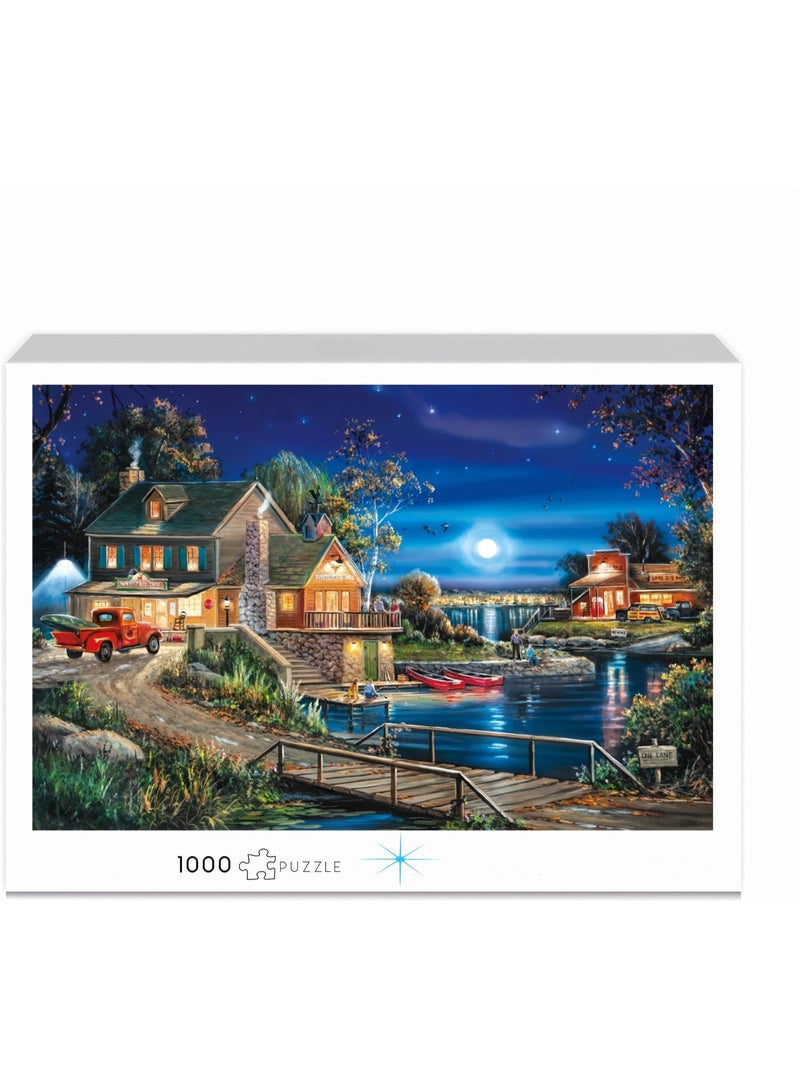 1000 pieces of puzzle | Rural night scene oil painting theme puzzle | Puzzle and puzzle leisure toys, suitable for adults and children - Image 3