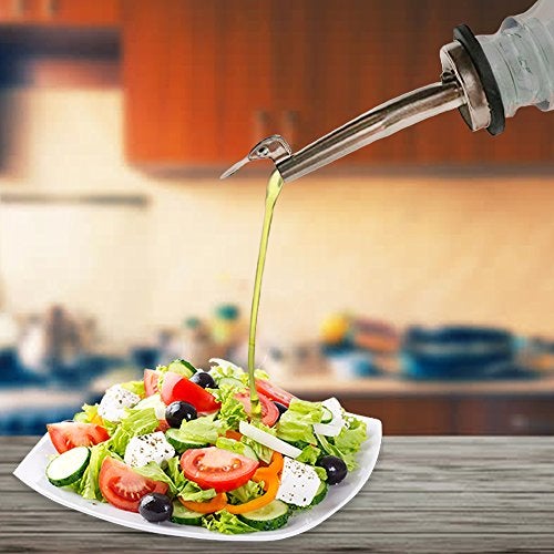 QMET olive oil spouts,Stainless Steel Classic Bottle Pour Tapered Spouts for Pours liquor, vinegar, syrup or oils with Stainless Steel Funnels (2pcs) - Image 2