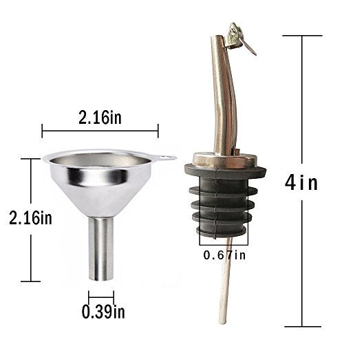 QMET olive oil spouts,Stainless Steel Classic Bottle Pour Tapered Spouts for Pours liquor, vinegar, syrup or oils with Stainless Steel Funnels (2pcs) - Image 5
