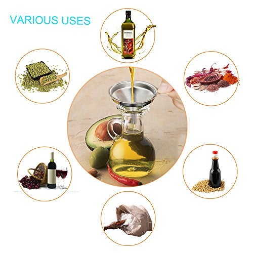 QMET olive oil spouts,Stainless Steel Classic Bottle Pour Tapered Spouts for Pours liquor, vinegar, syrup or oils with Stainless Steel Funnels (2pcs) - Image 4