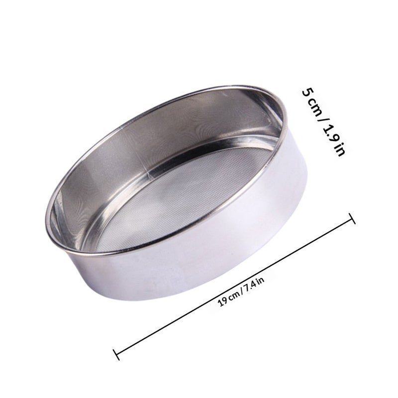 Stainless Steel Fine Mesh Flour Sifter Handheld Flour Sifting Sieve Strainer Round Kitchen Baking Sugar Colander Mesh (60 Mesh, Random Pattern) - Image 2