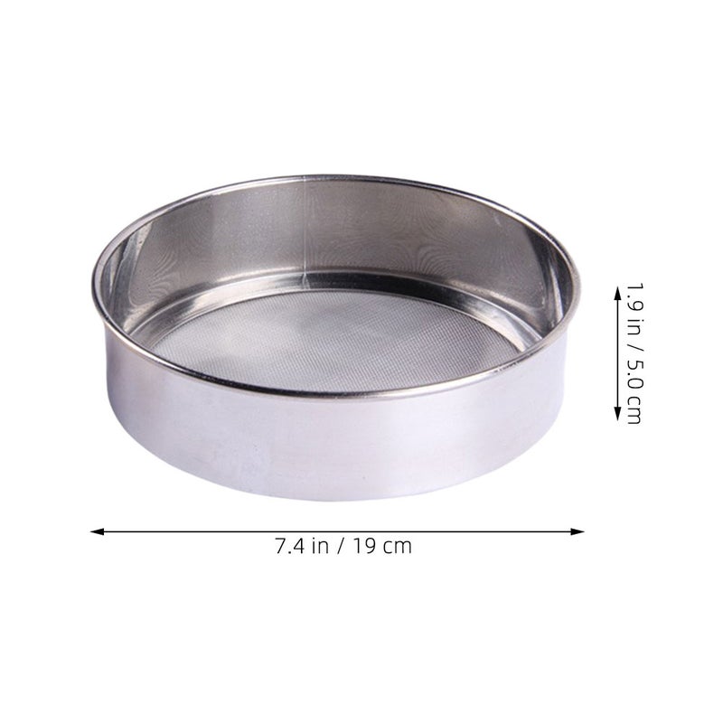Stainless Steel Fine Mesh Flour Sifter Handheld Flour Sifting Sieve Strainer Round Kitchen Baking Sugar Colander Mesh (60 Mesh, Random Pattern) - Image 3